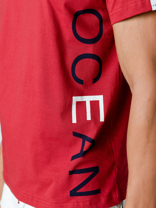 Print Vertical Ocean T-shirt Red