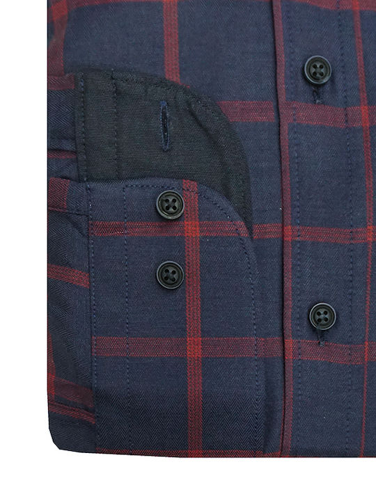 Long Sleeve Shirt in Regular Fit Checked Burgundy