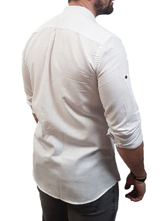 Long-sleeved Linen Shirt White