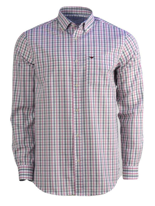Long-sleeved Cotton Shirt Checked White