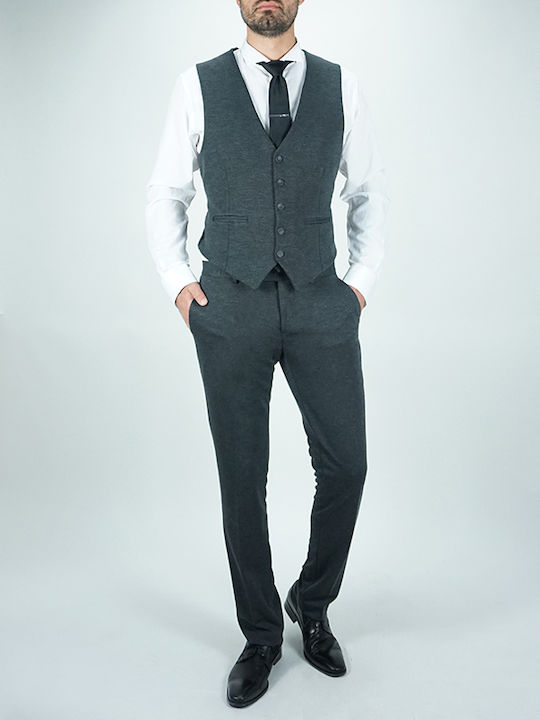 Men's Winter Suit with Vest Slim Fit Grey