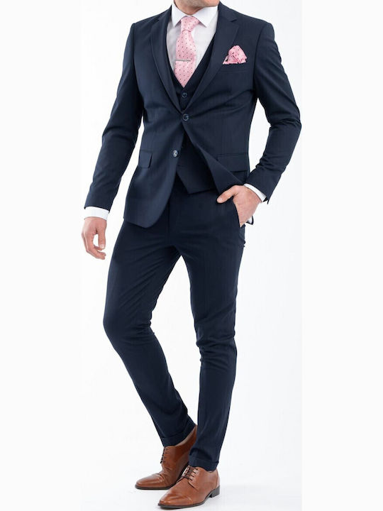 Herrenanzug mit Weste Navy - Blau
