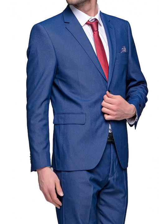 Herrenanzug mit Weste Bräutigamanzug mit Schlank Passform Blau