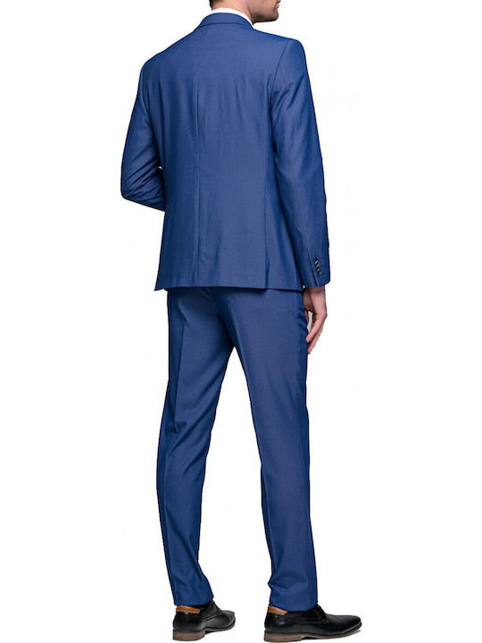 Herrenanzug mit Weste Bräutigamanzug mit Schlank Passform Blau