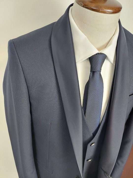 Costum Bărbați Cu vestă Blue