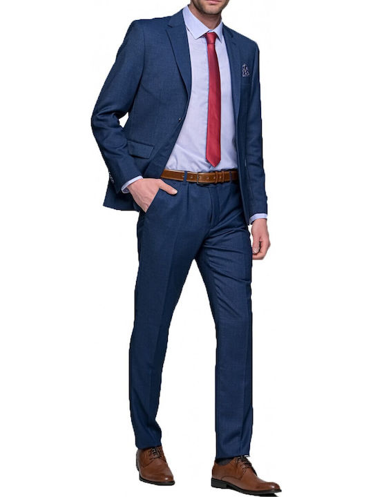 Herrenanzug mit Weste mit Schlank Passform Navy - Blau