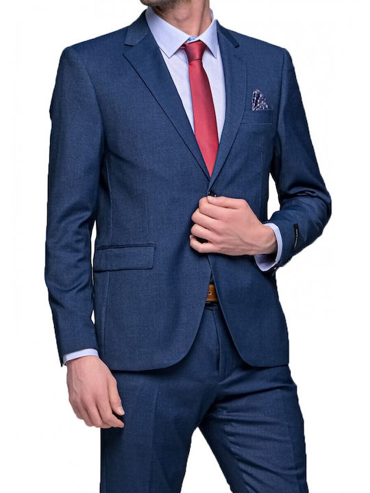 Herrenanzug mit Weste mit Schlank Passform Navy - Blau