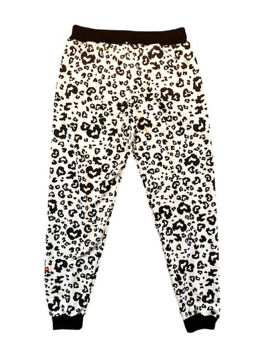 Pantaloni de trening cu Elastic White/Black - WHITE