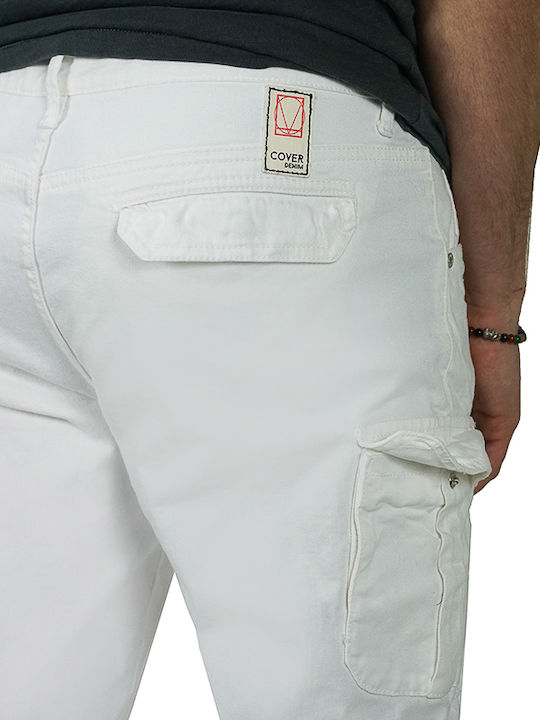 Cover Men's Jeans Pants Elastic with Slim Fit White