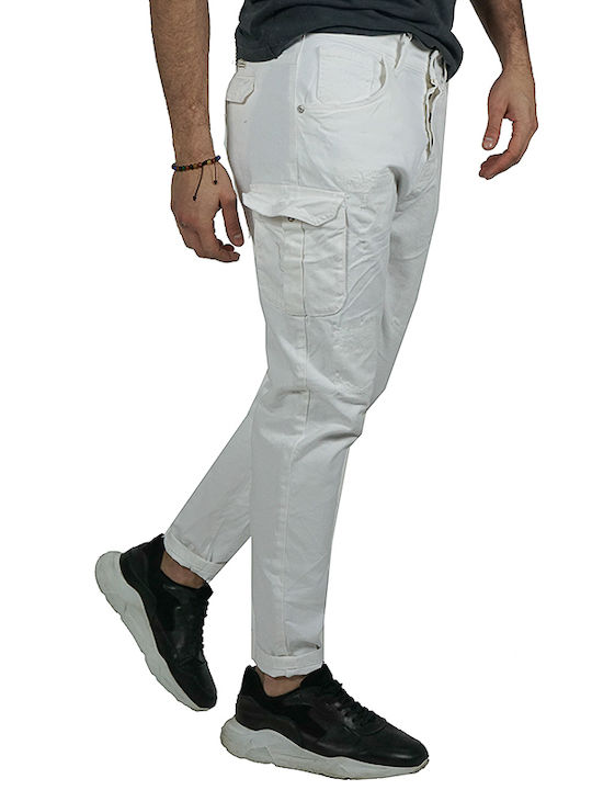 Cover Men's Jeans Pants Elastic with Slim Fit White