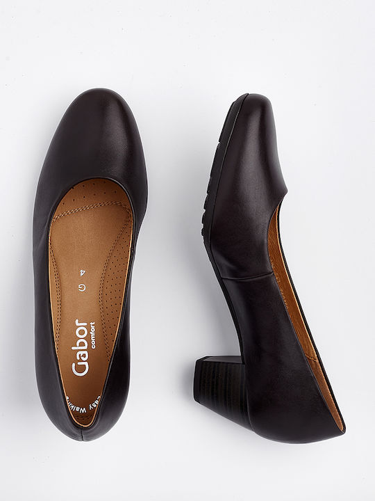 Leder Pumps mit Chunky mittelhohem Absatz Schwarz