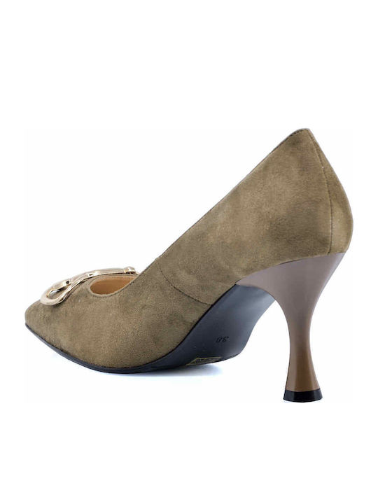 Suede Khaki Heels