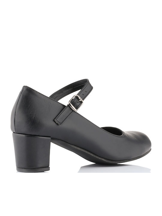 Pointed Toe Black Heels with Strap