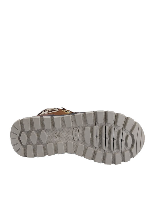 Leather Snow Boots with Laces Wintherm Btx 85 Cuoio Brown