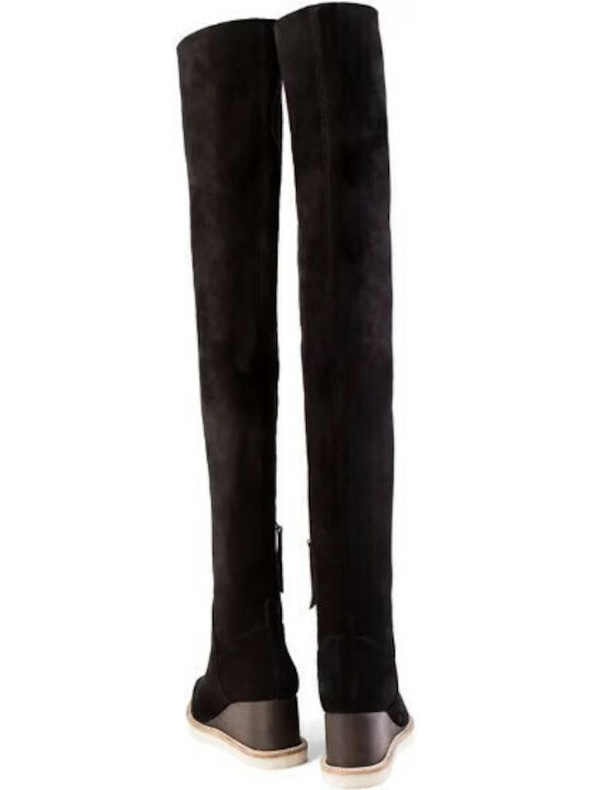 Leder Damenstiefel Schwarz