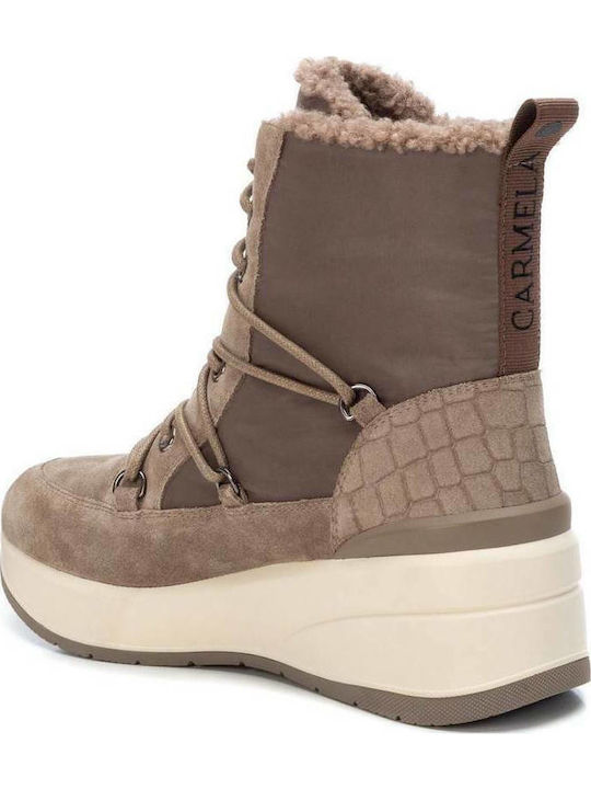 Leder Damenstiefel Beige