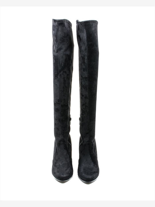 Wildleder Damenstiefel Über dem Knie Schwarz
