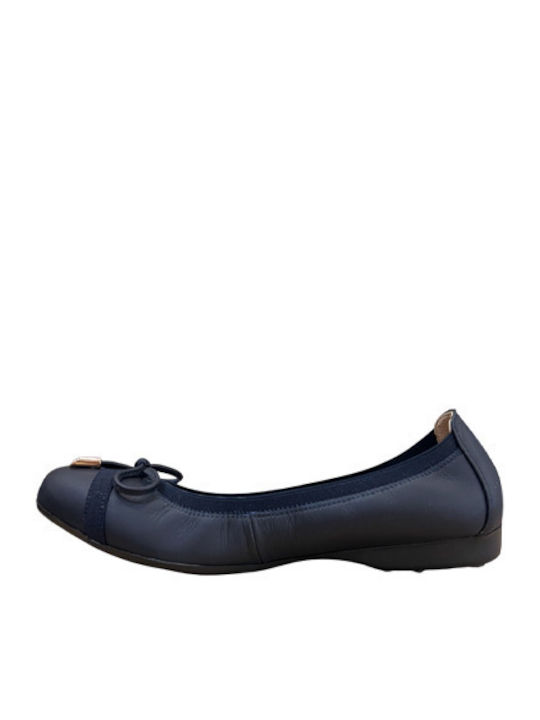 Leather Ballerinas Navy Blue