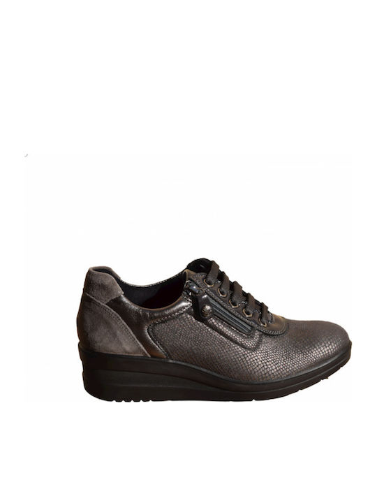 Leather Women's Moccasins in Gray Color