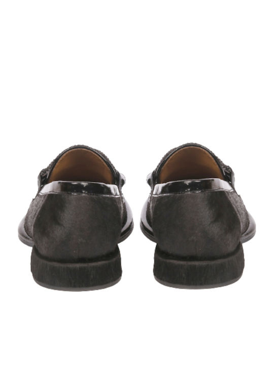 Leder Damen Loafers in Schwarz Farbe