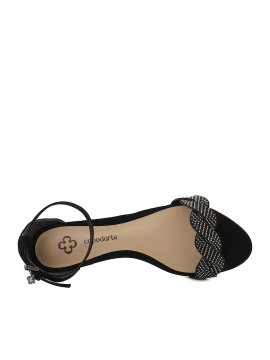 Leather Women's Flat Sandals in Black Color