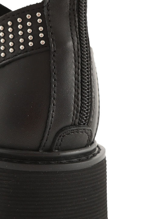 Leather Women's Flat Sandals in Black Color