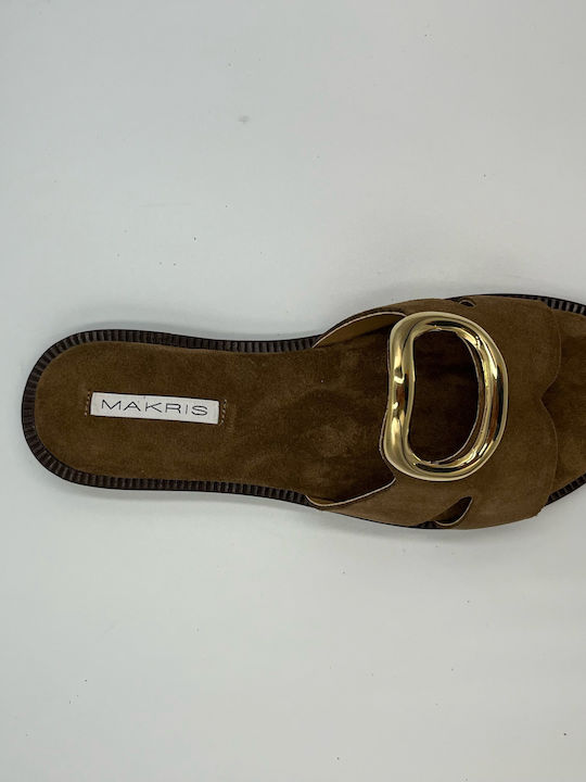 Sandals K2 Leather Women's Flat Sandals in Brown Color