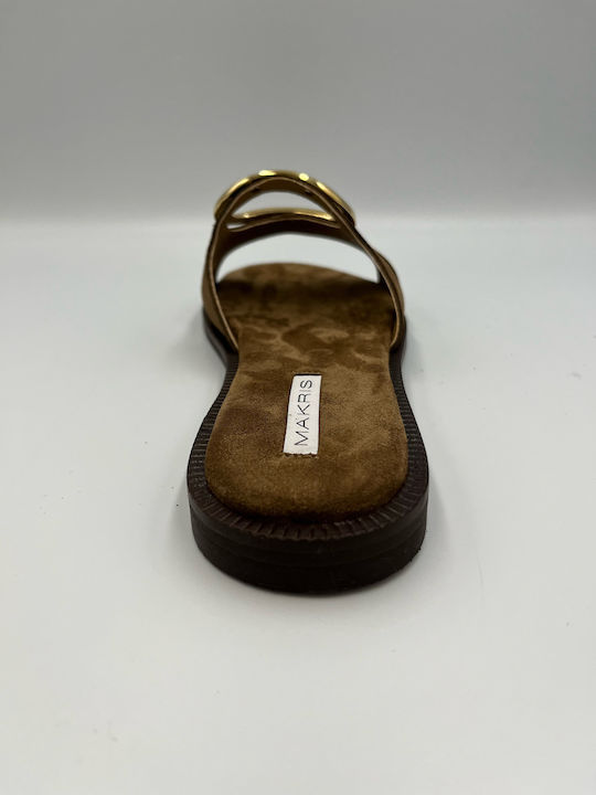 Sandals K2 Leather Women's Flat Sandals in Brown Color