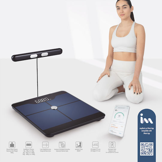 AMILA Fitbody 8 Smart Bathroom Scale with Body Fat Counter & Bluetooth Black