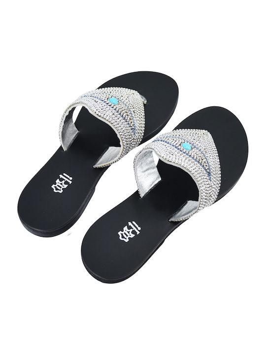 Leder Flache Sandalen für Damen in Schwarz Farbe