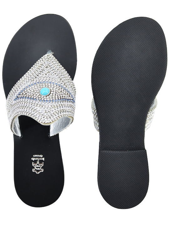 Leder Flache Sandalen für Damen in Schwarz Farbe