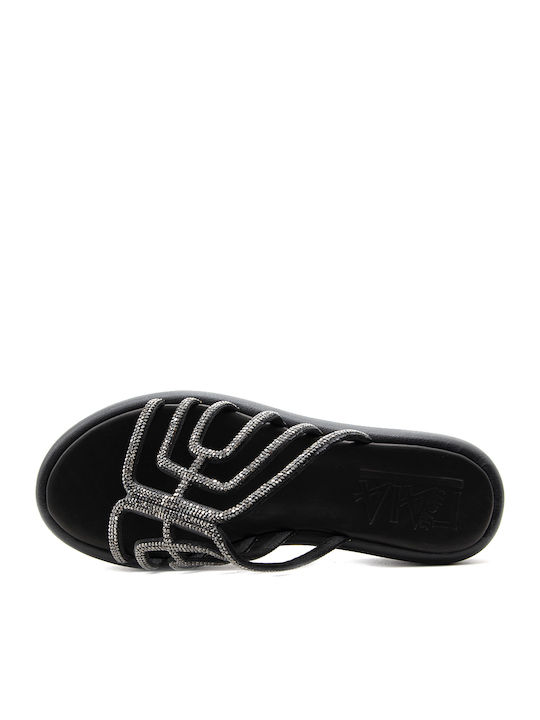 Δερμάτινα Γυναικεία Σανδάλια Flatforms Μαύρα