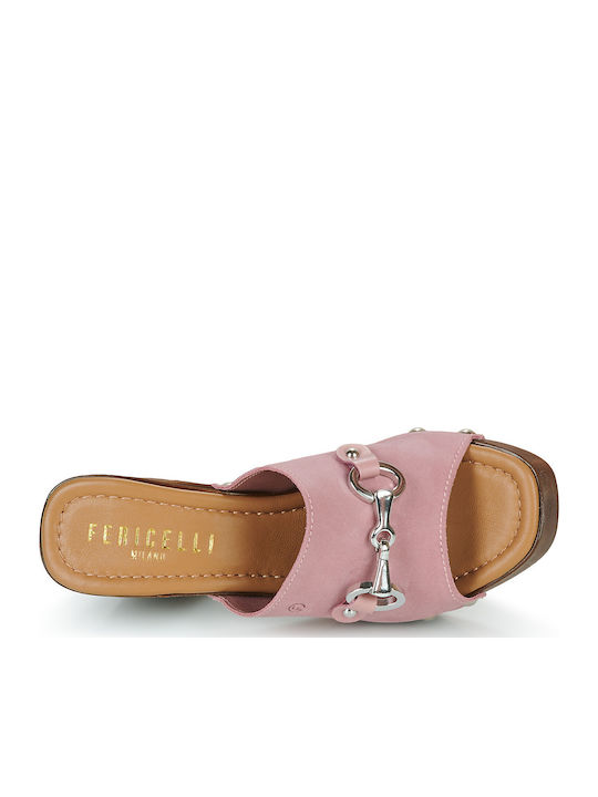 Mules with Chunky High Heel in Lilac Color