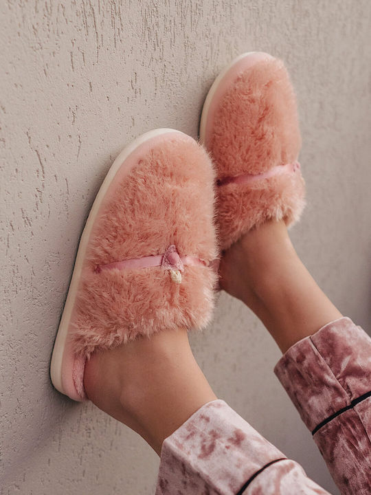 Pink Fur Slippers Decorative Ribbon
