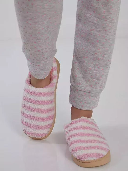 Winter Women's Slippers with Fur Pink