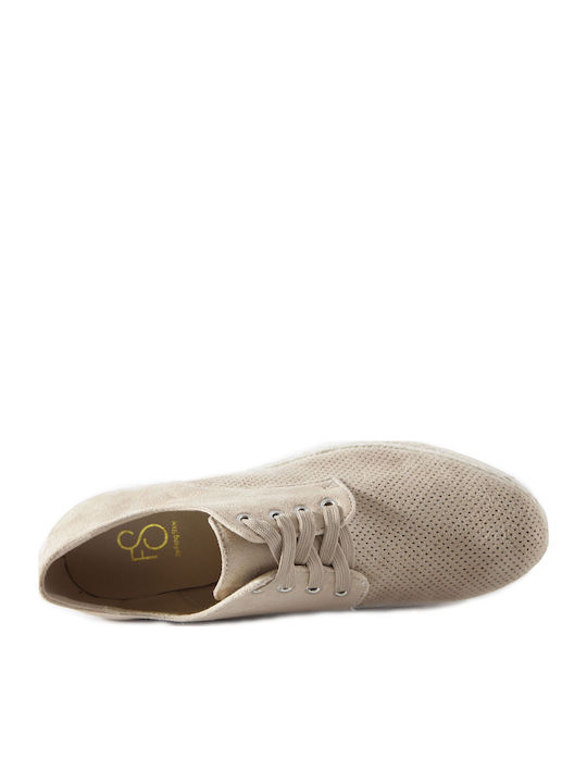Women's Suede Platform Espadrilles Beige