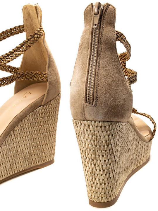 Damenplattformen Beige