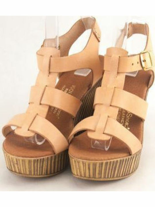 Damenplattformen Beige
