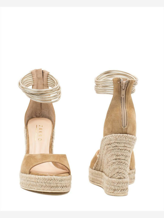 Damenplattformen Beige