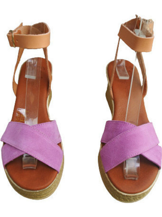 Anatomic Women's Leather Ankle Strap Platforms Purple