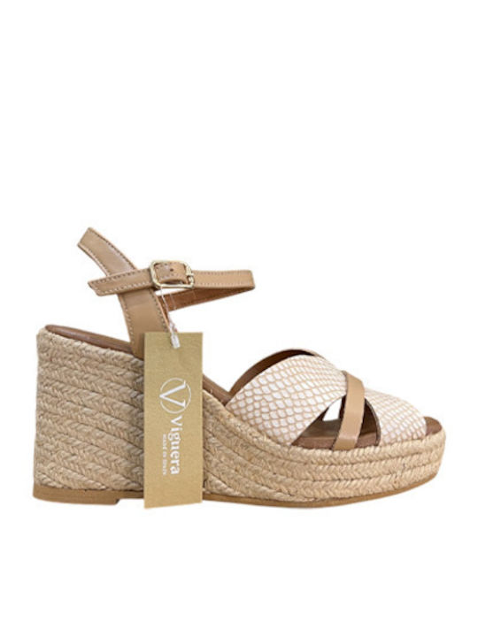 Damenplattformen im Espadrilles-Stil Beige