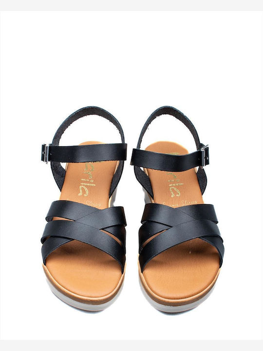 Women's Leather Platform Shoes Black