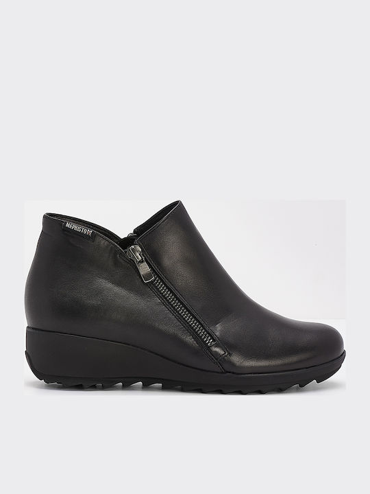 Leder Stiefeletten Damen Schwarz