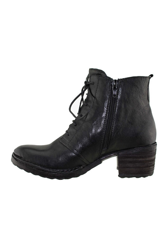 Leder Stiefeletten Damen Schwarz