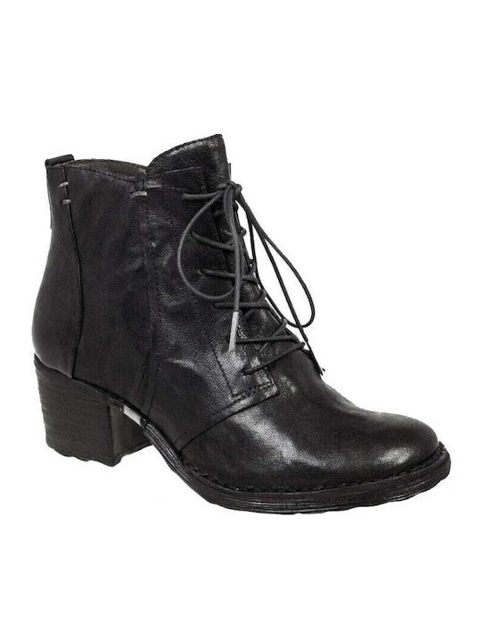 Leder Stiefeletten Damen Schwarz