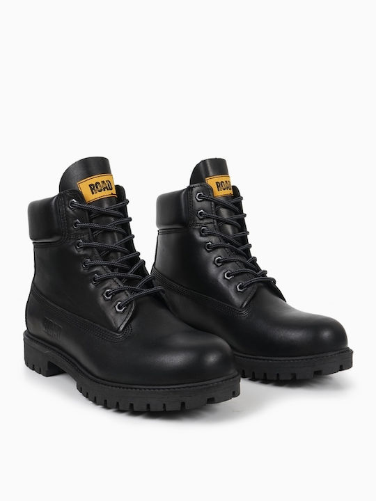 Leder Stiefeletten Damen Schwarz
