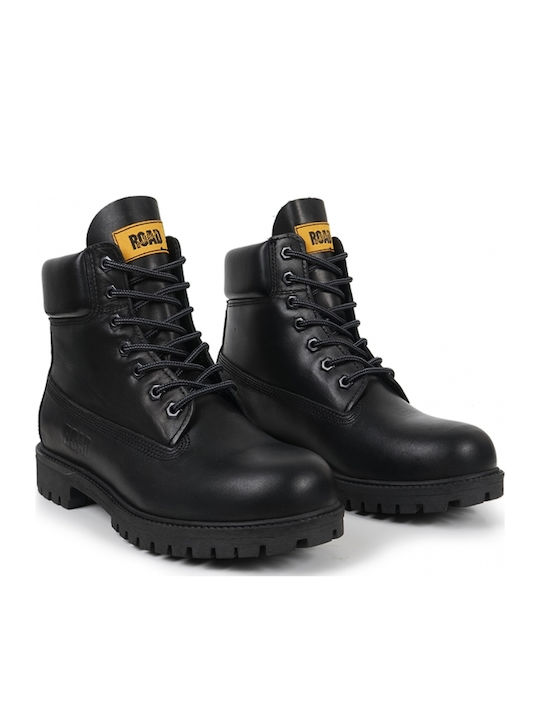 Leder Stiefeletten Damen Schwarz