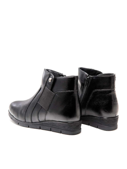 Leder Stiefeletten Damen Schwarz