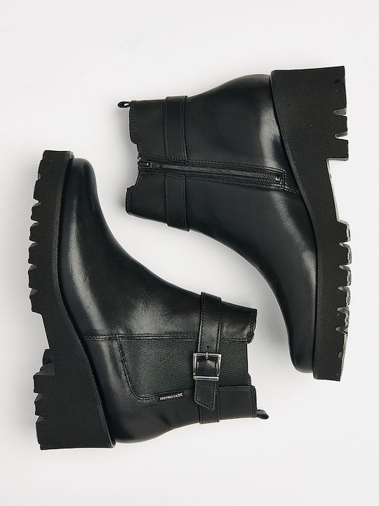 Leather Women's Ankle Boots Black