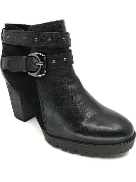 Leder Stiefeletten Damen Schwarz